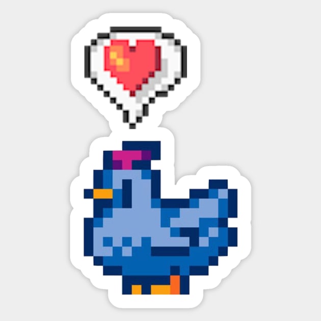 Stardew Valley Happy Blue Chicken Sticker by r9440